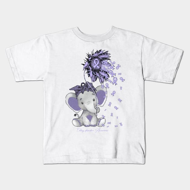 Eating disorders Awareness - Elephant Sunflower ribbon hope love Kids T-Shirt by GaryFloyd6868